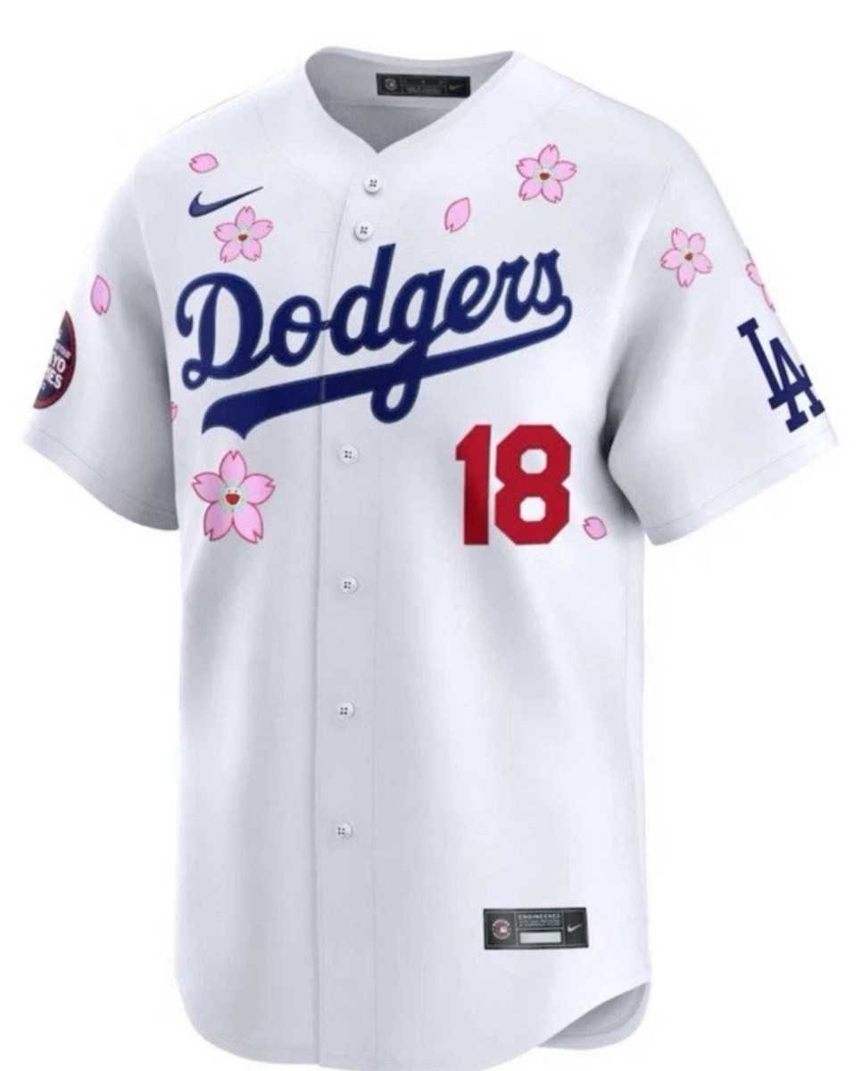 Men%27s Los Angeles Dodgers #18 Yoshinobu Yamamoto White 2025 MLB World Tour Tokyo Series Jersey Dzhi->oakland athletics->MLB Jersey